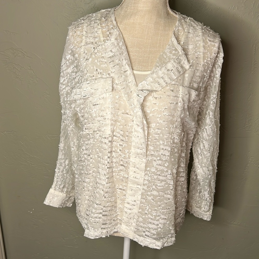 Sharon Young XS sheer top with snap removable tanktop